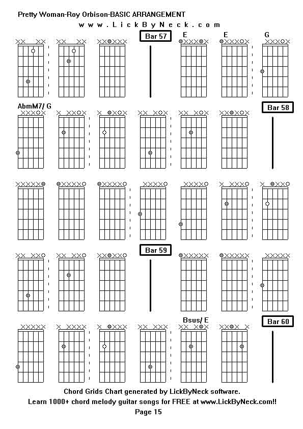 Chord Grids Chart of chord melody fingerstyle guitar song-Pretty Woman-Roy Orbison-BASIC ARRANGEMENT,generated by LickByNeck software.